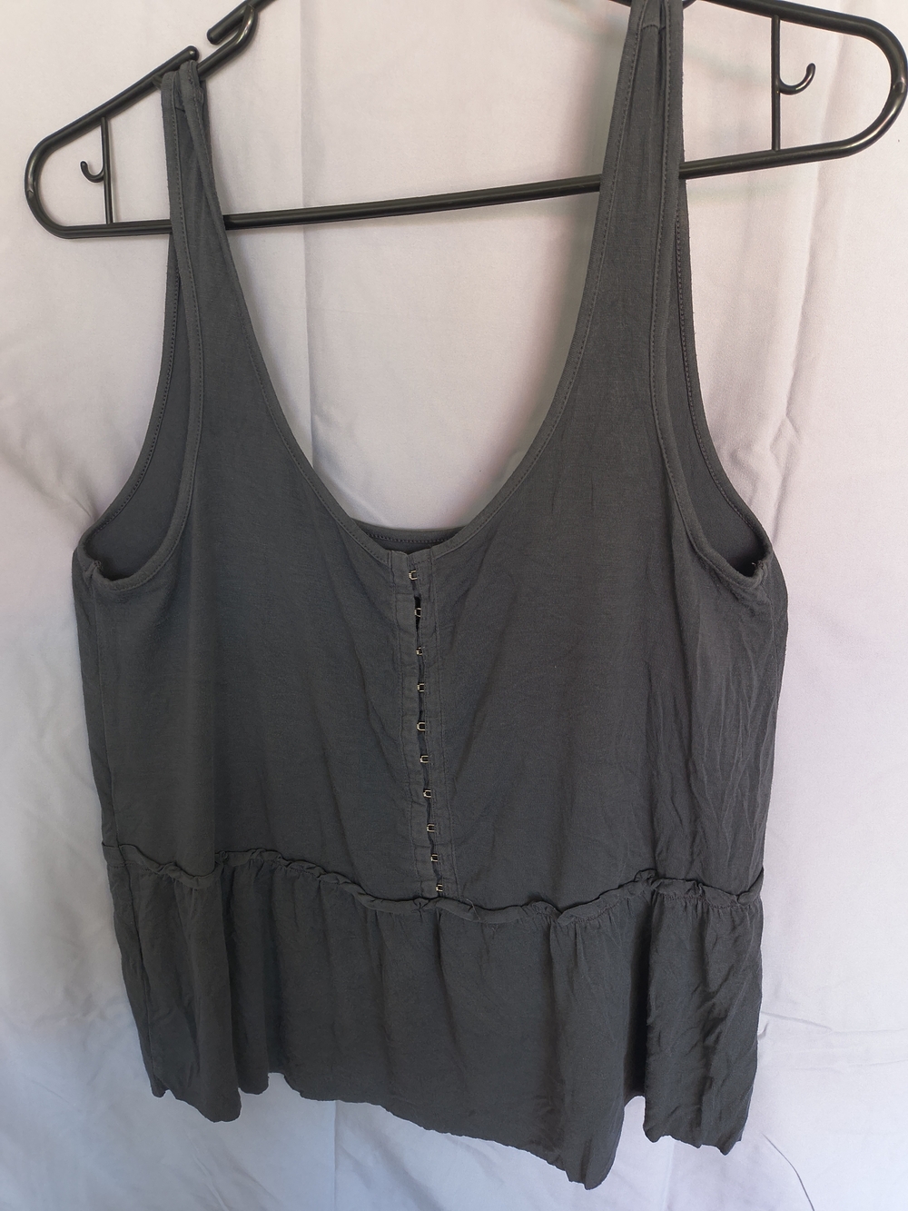 Sleeveless Dark Gray Peplum Tank Top - Women